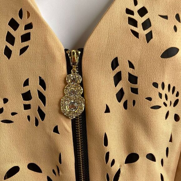 G.M.I Woman‎ Full Zip Brown Black Eyelet Long Sleeve Maximalist Flowy Size 16W - Picture 7 of 11